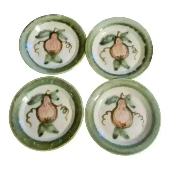 John Taylor Louisville Pottery 4" Pear Watercolor Ceramic Small Plates Set Of 4 - Picture 1 of 2